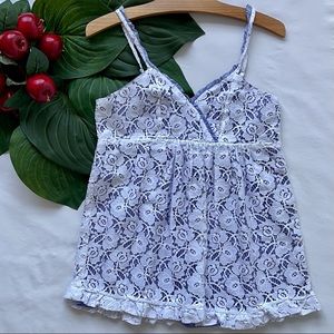 Kenzie Sweetheart Neck Tank Top Lavender Fabric w/Wt. Lace Overlay L (Women’s)